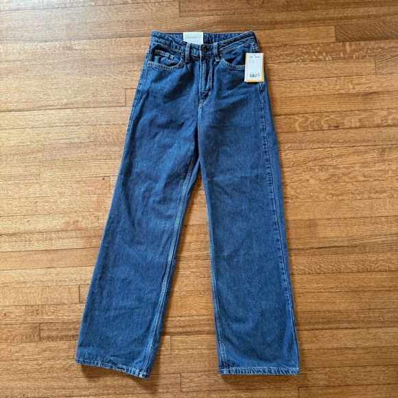 NWTs H&M &Denim High Waisted Wide Leg Dark Blue Jeans - Picture 2 of 10